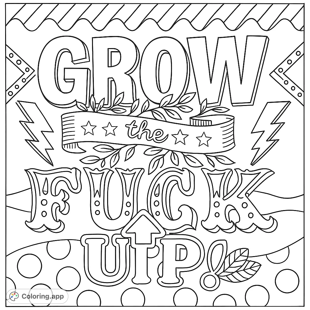 ' with ornate letters, stars, leaves, lightning bolts, and playful patterns.