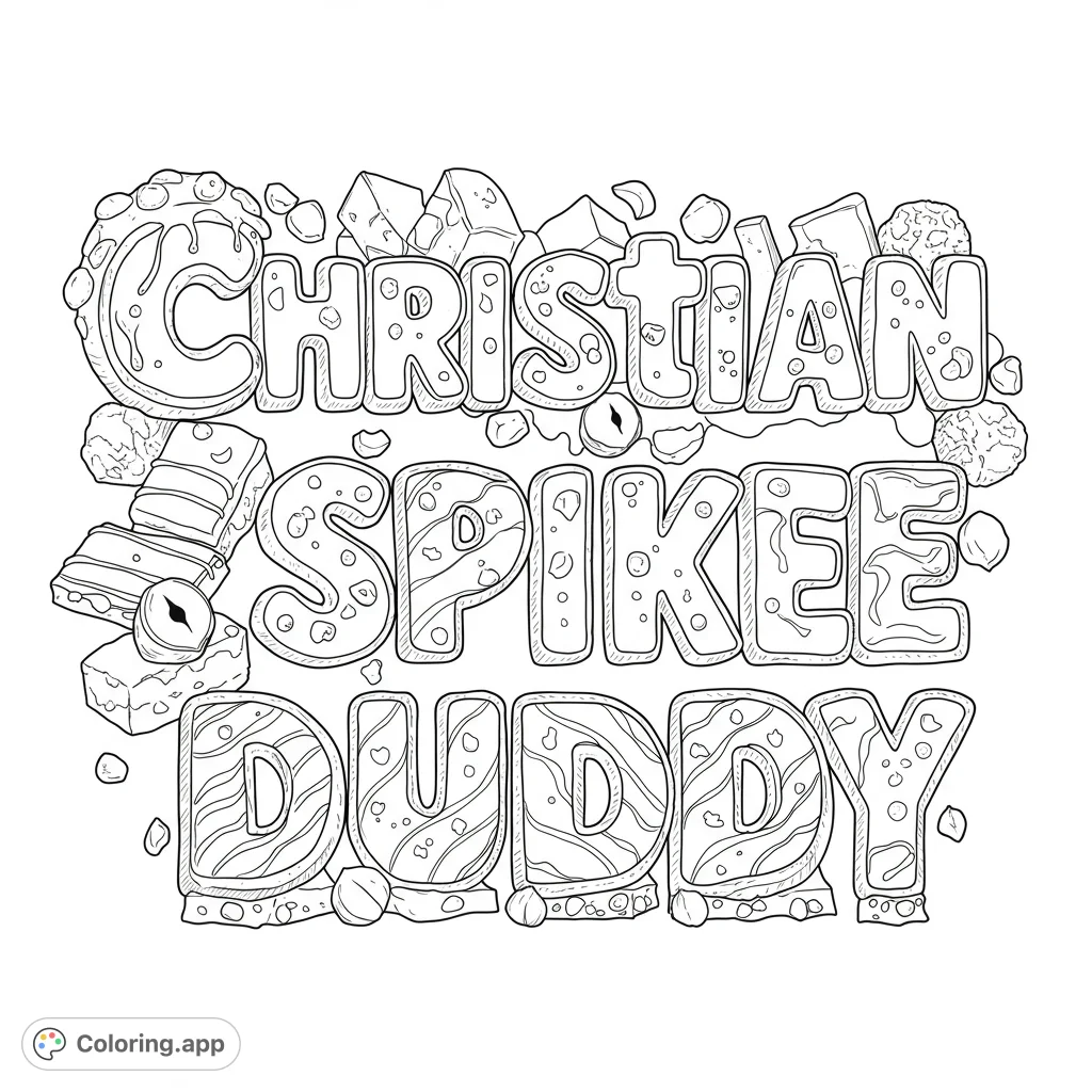 Christian Spike Duddy name art. A delicious design with salted caramel, hazelnut chocolate, fudge, and white chocolate patterns.