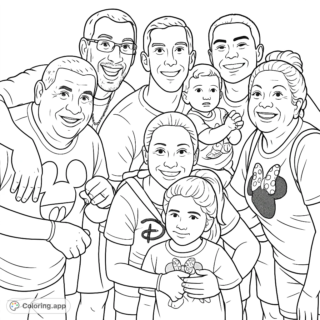 A heartwarming family portrait featuring seven smiling individuals of different generations, perfect for celebrating togetherness and creating cherished memories.