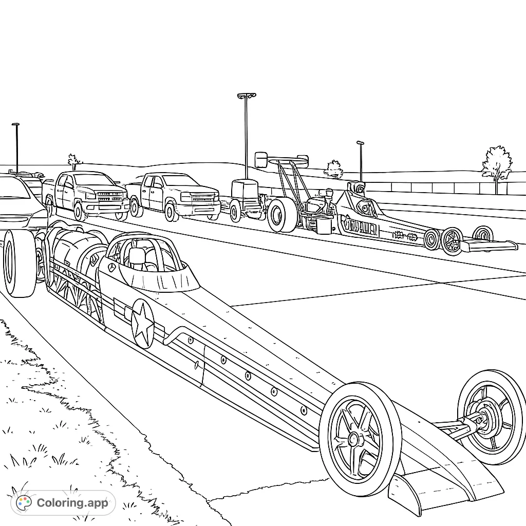 Drag Racing Printable Coloring High-Speed Drag Race Showdown - Coloring.app