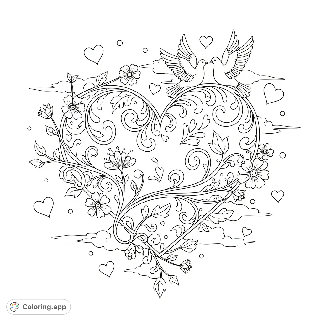 Heartfelt Embrace of Love - Coloring.app
