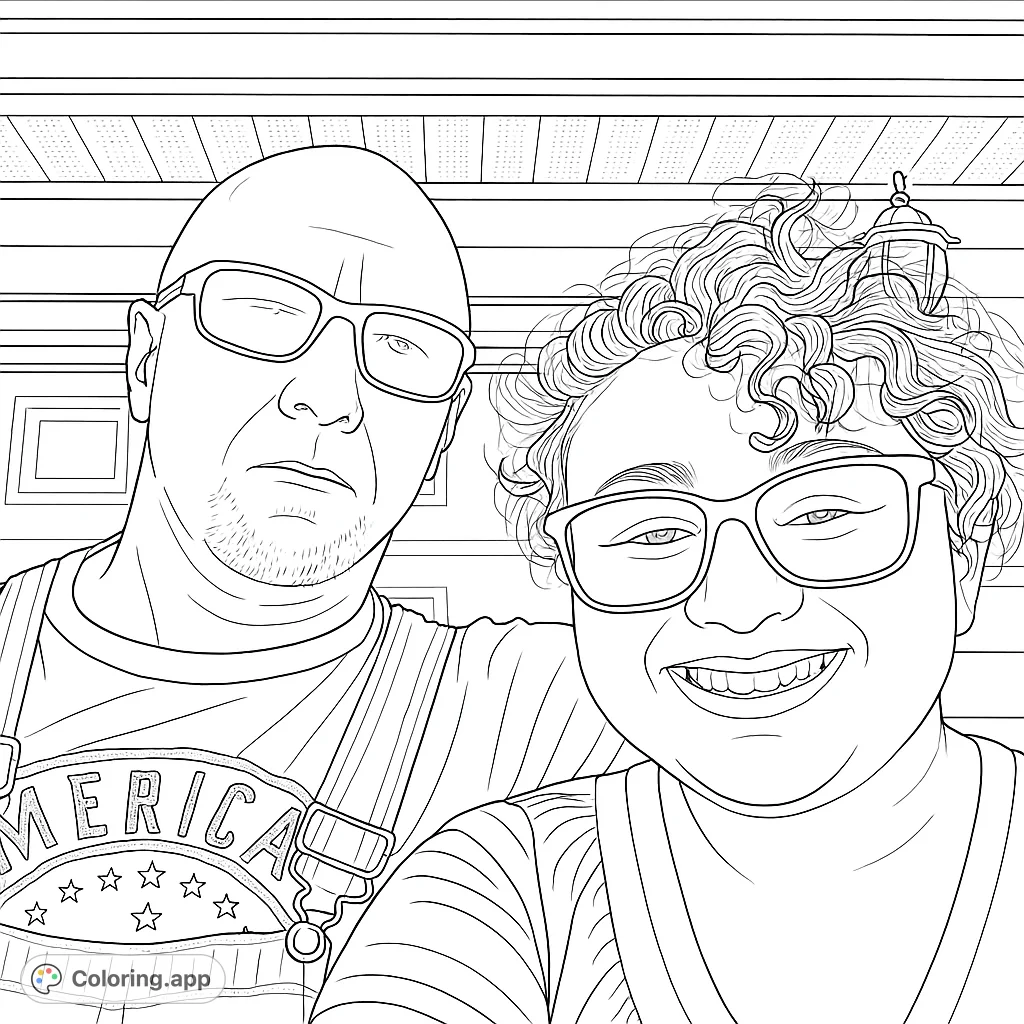 A heartwarming coloring page featuring a father and daughter. This drawing captures a special moment with intricate details.