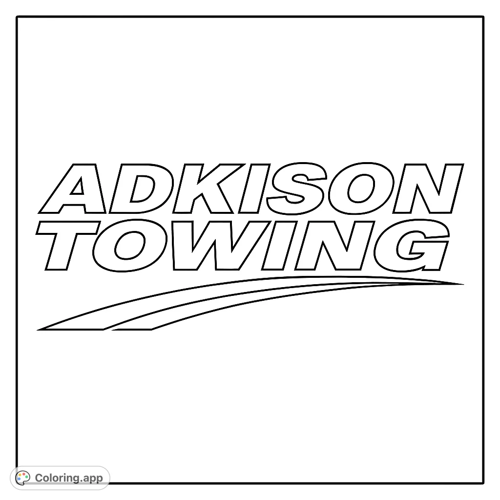 Detailed Adkison Towing logo coloring page. A fun and engaging activity for kids and adults.