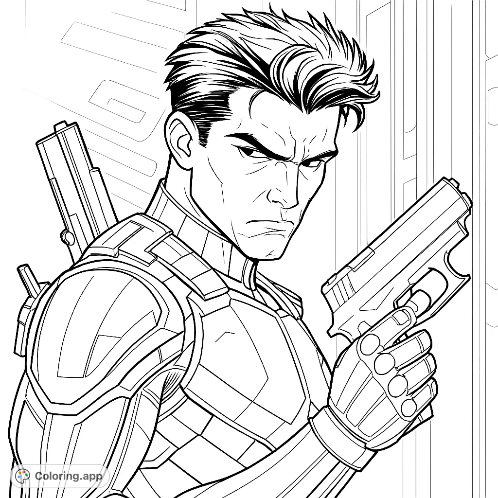 An imposing futuristic tactical officer with a determined expression, armed with dual pistols and wearing intricate armored gear. Perfect for sci-fi fans.