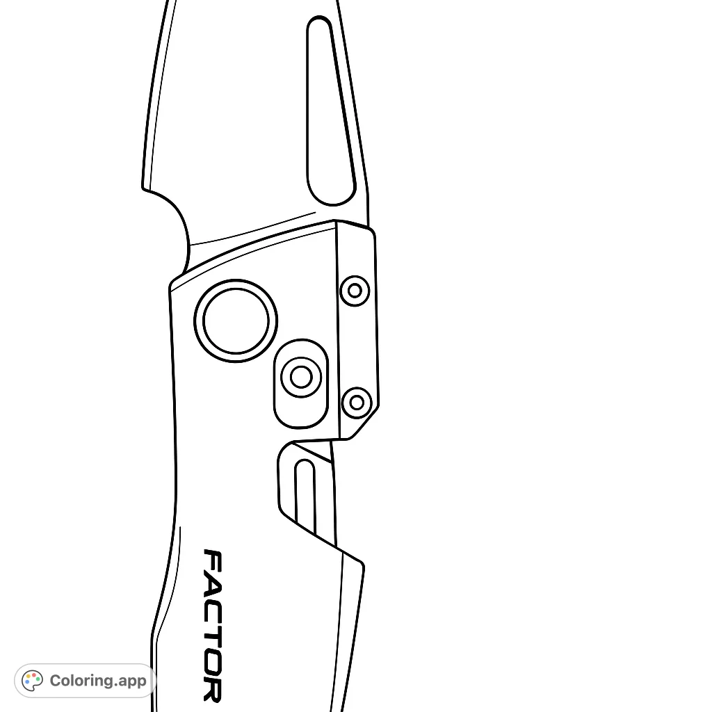 Detailed folding knife coloring page, featuring intricate mechanical parts and a sleek design. Perfect for tool enthusiasts and precision coloring.