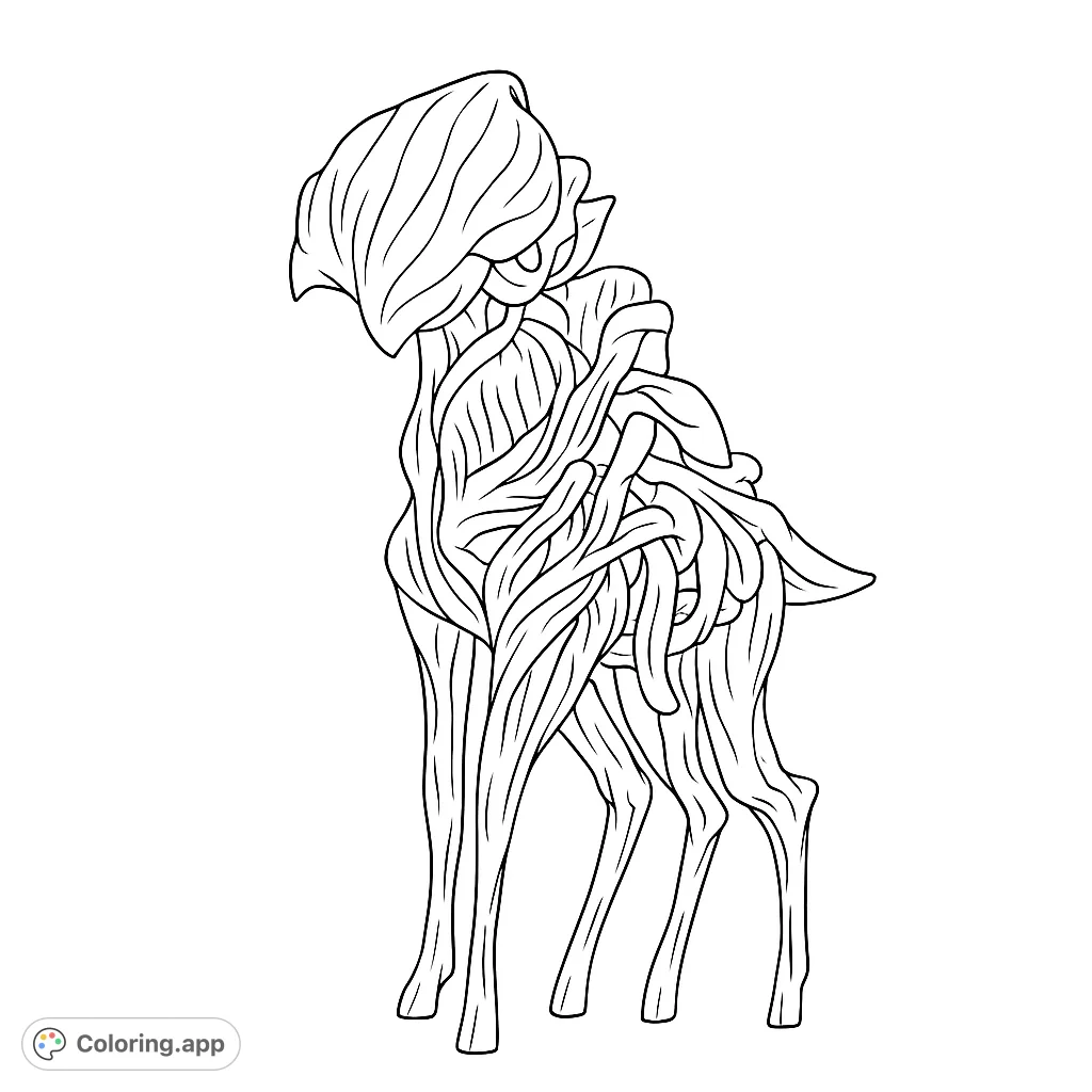 Unleash your creativity with this unique alien creature coloring page! A cool, strange, and detailed design for sci-fi and fantasy fans.