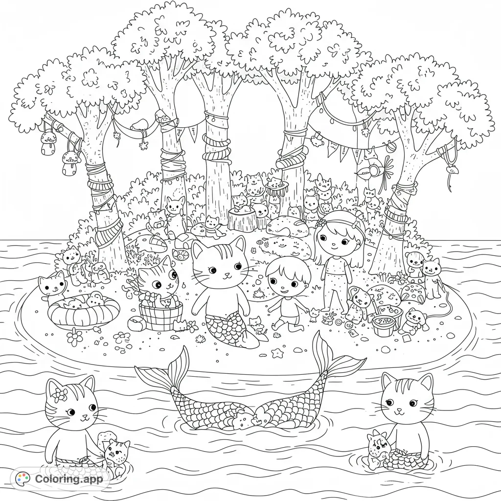 Merkitty island adventure! Kids play with adorable mermaid-cat hybrids.