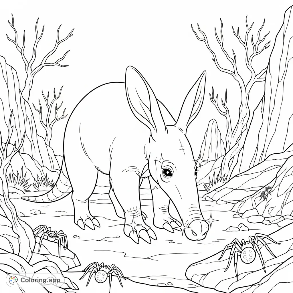 Join Oogie, the mysterious aardvark, as he prowls an eerie desert, his eyes and claws gleaming, on a thrilling hunt for spiders this haunted season.