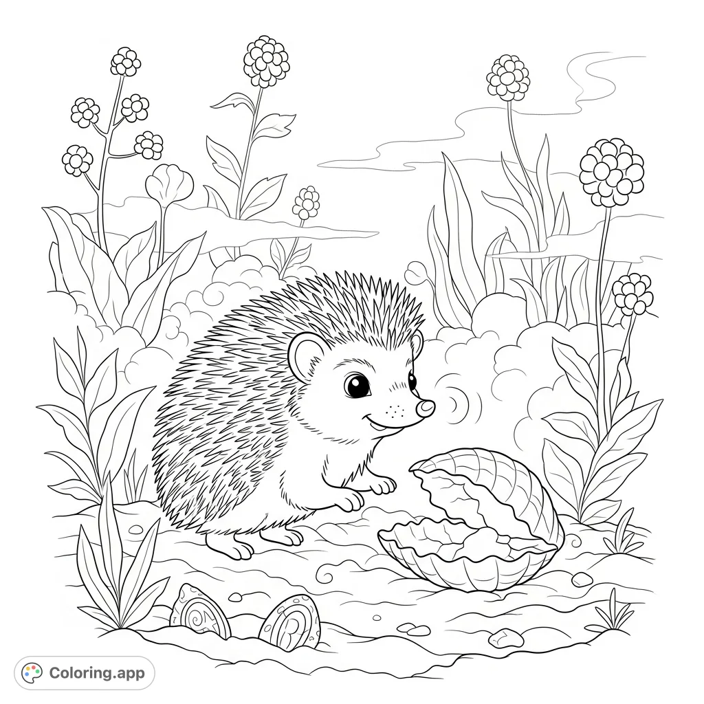 Join Willow, the daring hedgehog, in a mysterious, mist-shrouded garden. A spooky Halloween scene with hidden treasures and intricate details awaits your creative touch.