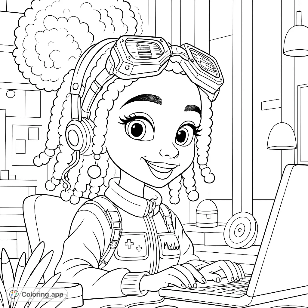Coloring Sheets Tech Tech Savvy Girl - Coloring.app