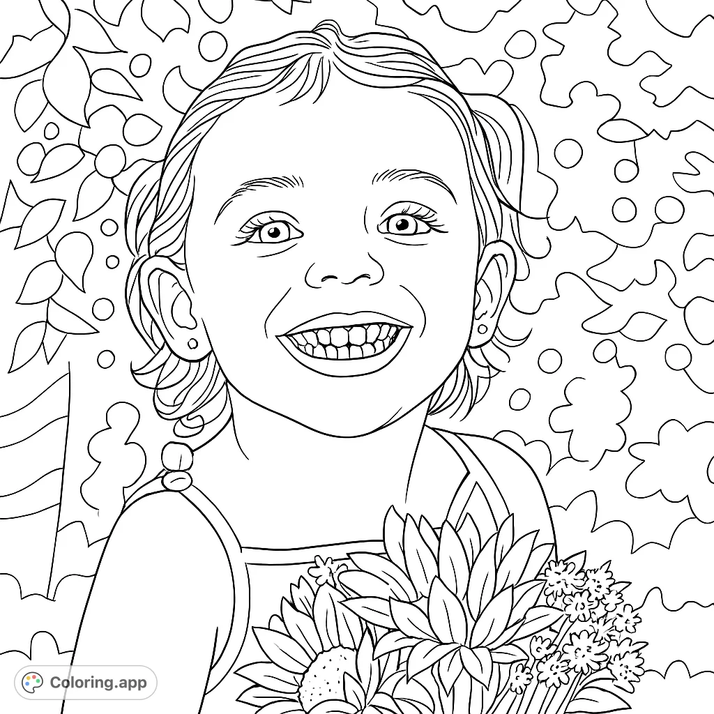 Capture the joy of a smiling child holding a beautiful bouquet of flowers. A delightful and heartwarming scene perfect for creative expression.