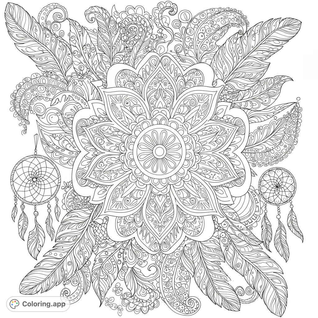 Dive into a world of intricate boho designs, featuring swirling mandalas, delicate florals, and whimsical motifs perfect for creative coloring.