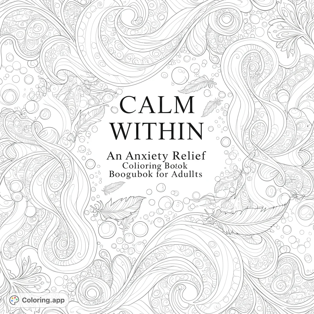 Dive into a world of intricate swirls, delicate feathers, and playful bubbles. This detailed design offers a calming, meditative coloring experience for all.