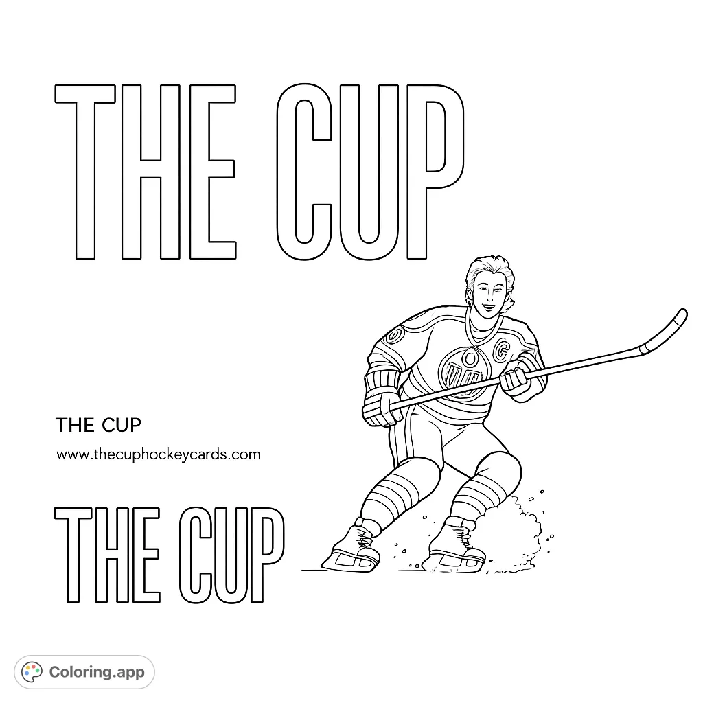 Skating hockey player in action, ready to score! A dynamic sports coloring page for fans of all ages.