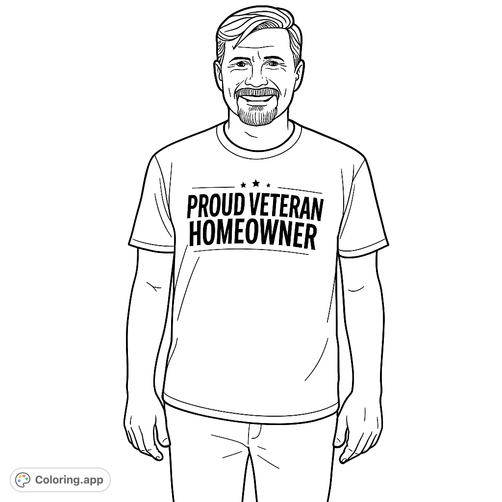 A friendly man in a casual t-shirt and pants, ready for coloring. Perfect for personalizing with your own designs or messages.