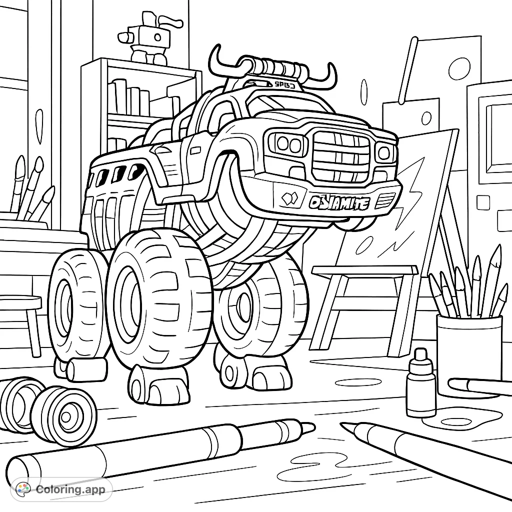 Unleash your creativity with this monster truck coloring page! A fun and detailed design for kids and adults who love trucks and coloring.
