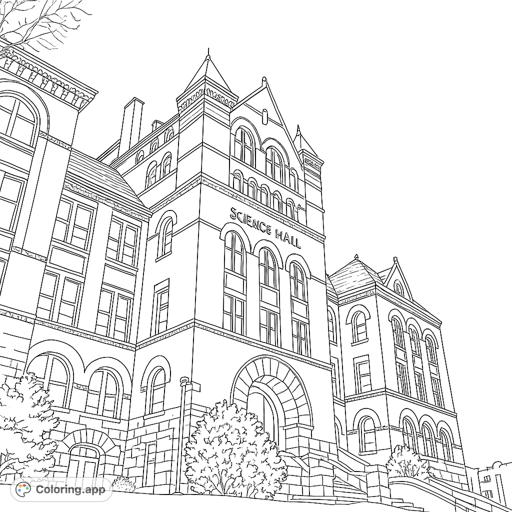 Explore the intricate details of a grand historic academic building, featuring detailed brickwork, arched windows, and a prominent central tower.