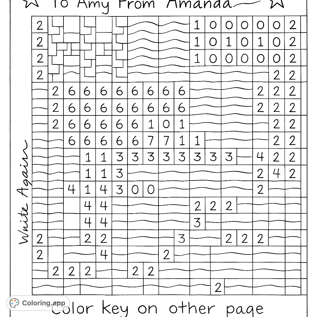 Engaging pixel art number grid coloring page with a hidden image. Free printable fun for all ages to reveal a surprise.