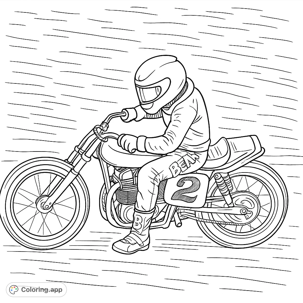 Dynamic flat track motorcycle racer in action, speeding across a dirt track with detailed gear and bike elements. A thrilling motorsports scene.