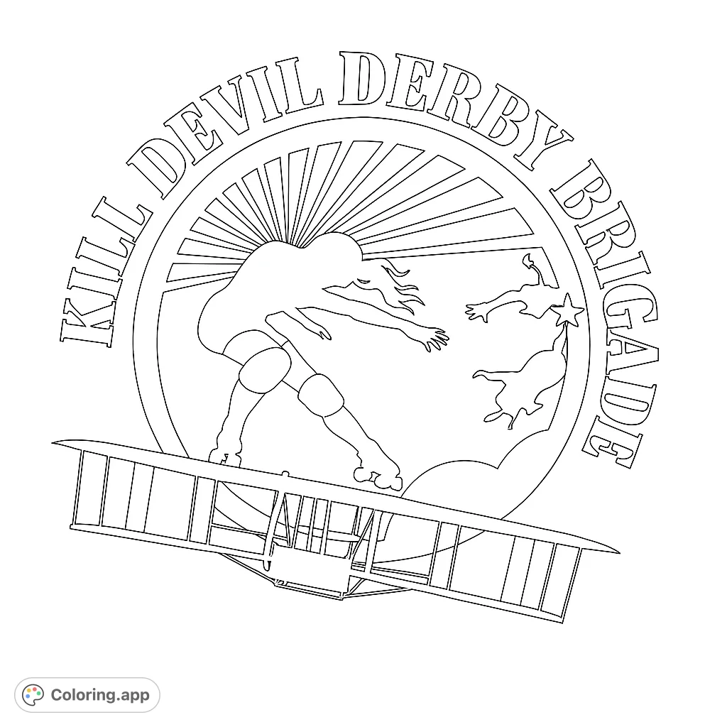 Dynamic roller derby action meets aviation history in a bold line art design. Perfect for fans of sports and unique themes.