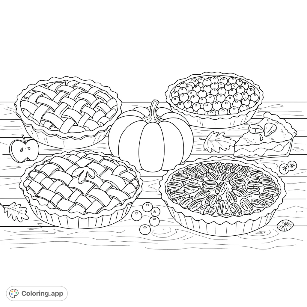 Fall Pie Printable Delicious Fall Pie Assortment - Coloring.app