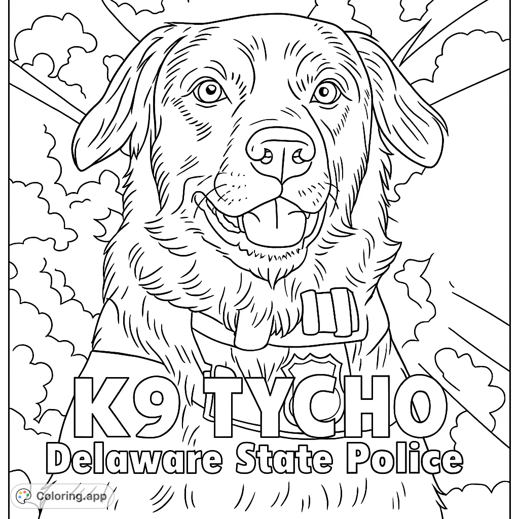A powerful K9 dog portrait with a dramatic background, perfect for animal lovers and those who admire working dogs. Unleash your creativity!