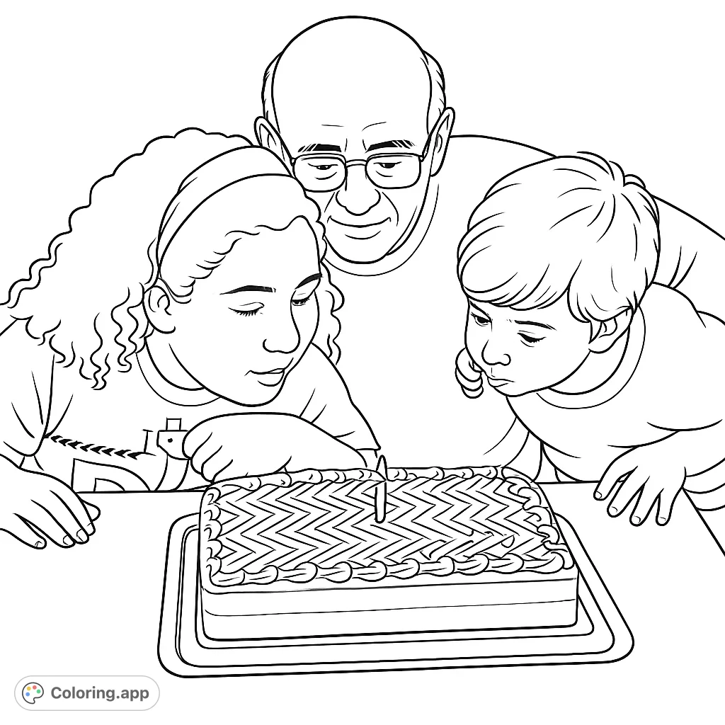 A heartwarming birthday scene with family gathered around a decorated cake, ready to make a wish. Perfect for celebrating special moments.