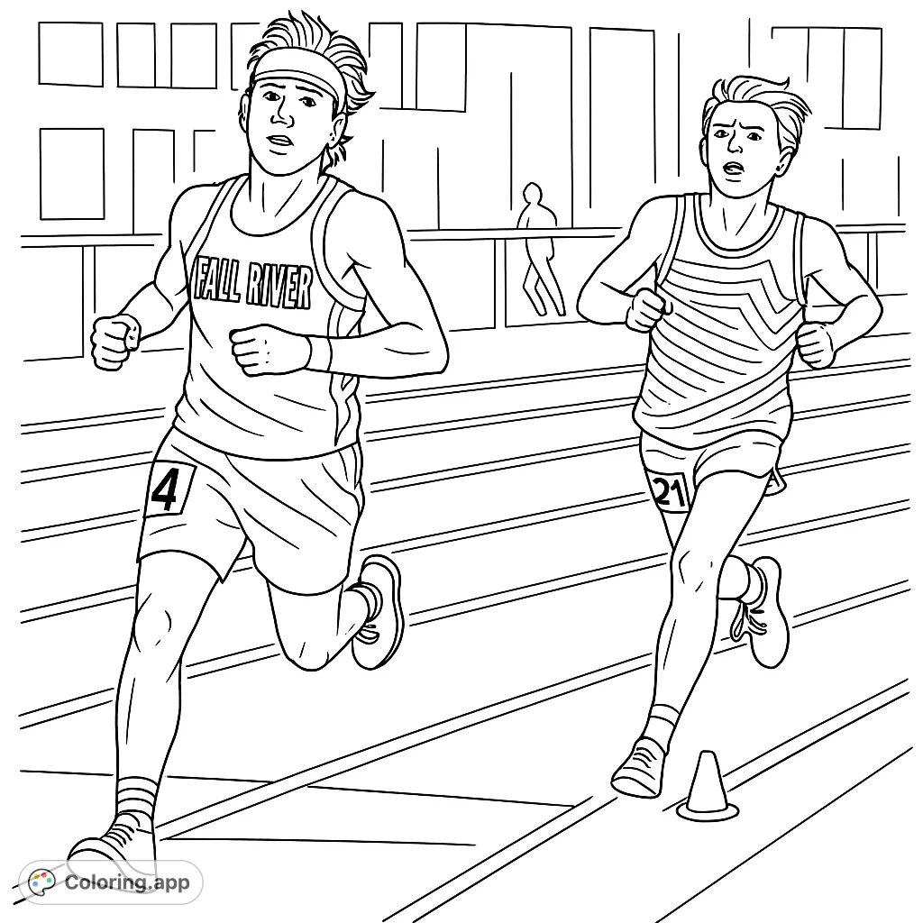 Capture the thrill of a track race with two determined runners. A dynamic sports scene perfect for all ages.