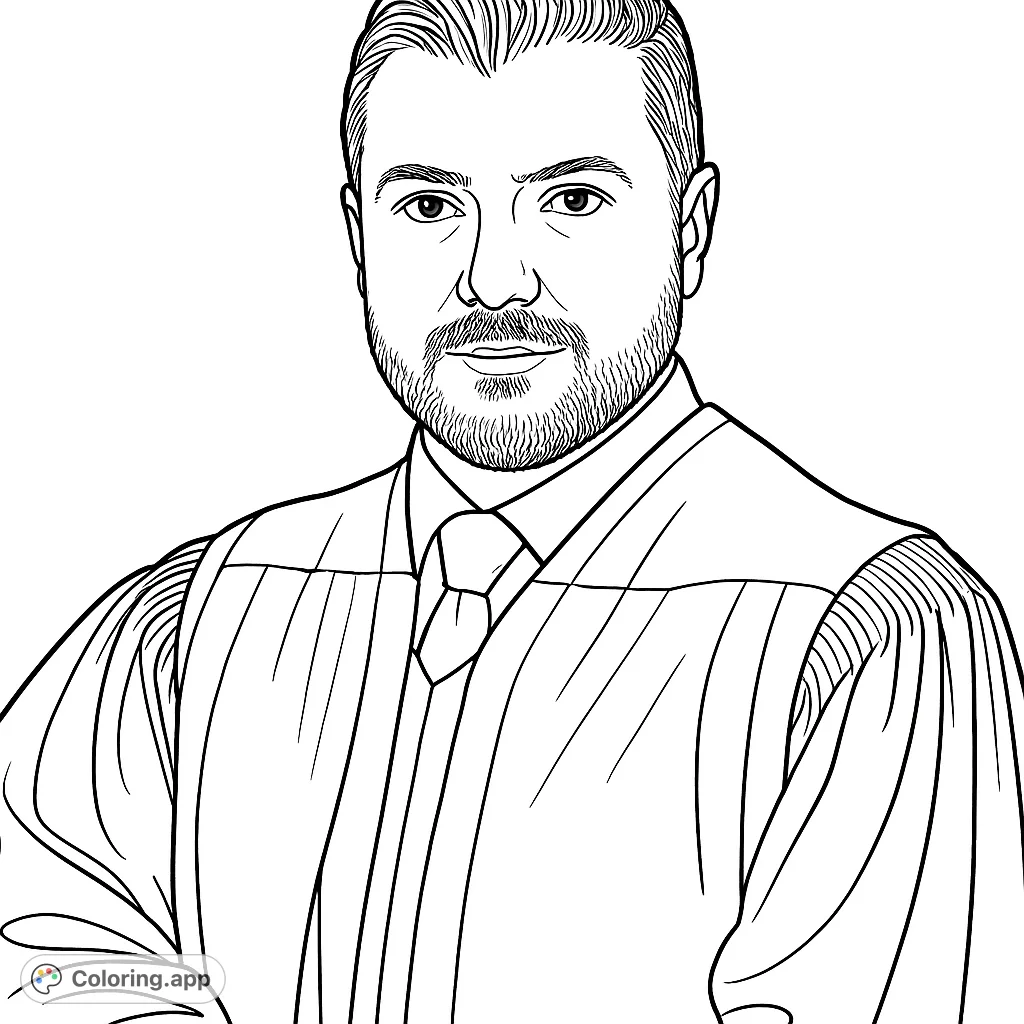 A distinguished man in a formal robe, white shirt, and tie, perfect for a professional portrait coloring page.