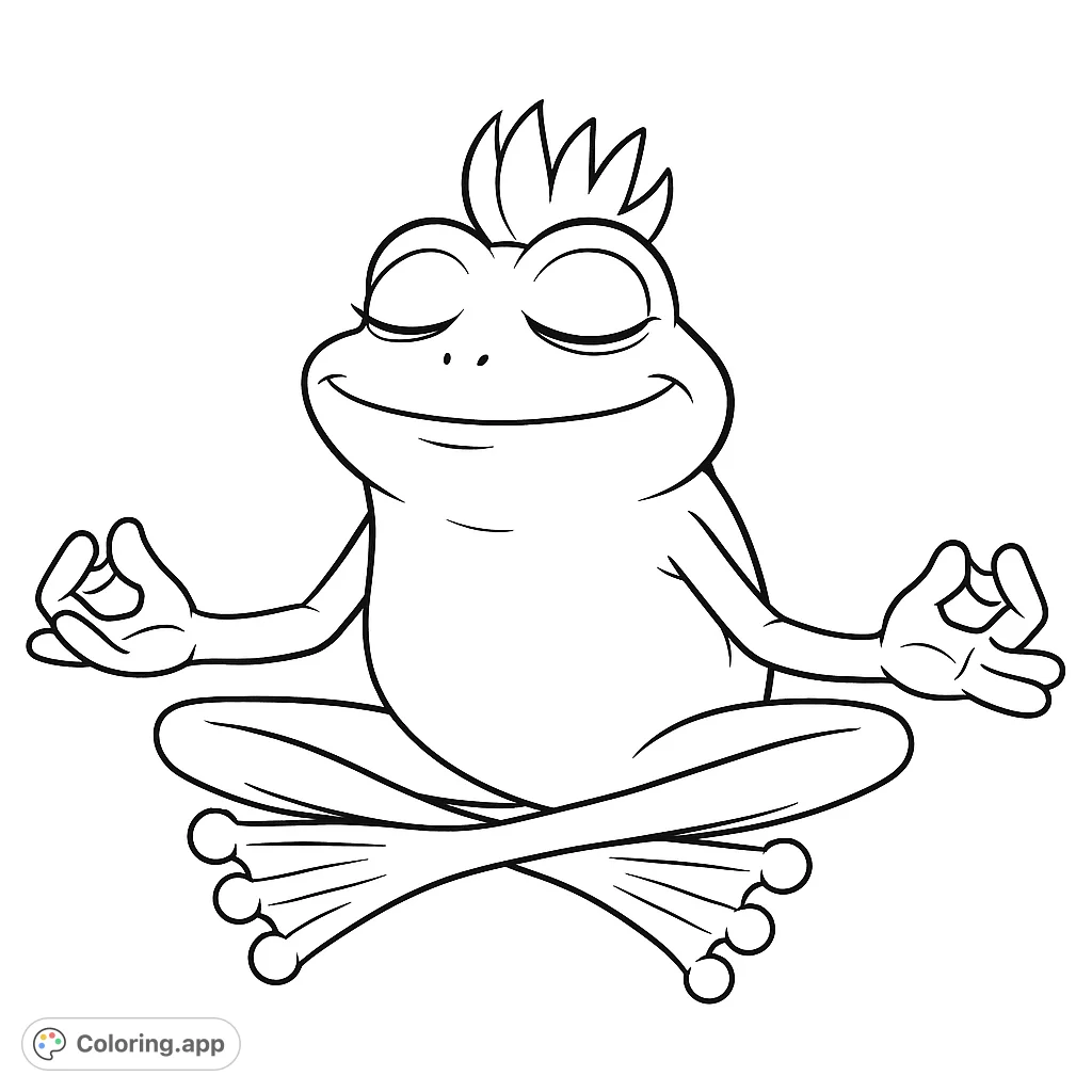 Find your calm with this adorable meditating frog coloring page. A simple, peaceful design perfect for relaxation and mindfulness.