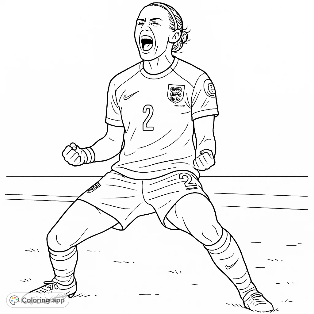 Capture the excitement of a soccer player celebrating a victory on the field. A dynamic scene perfect for sports fans to color and enjoy.
