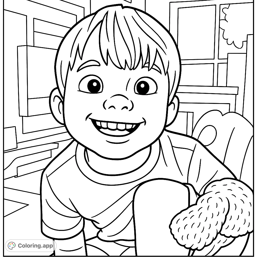 Capture a child's happy smile with this charming portrait coloring page. Perfect for all ages to express creativity and add vibrant details.