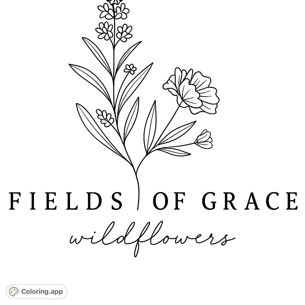 Discover the beauty of nature with this elegant wildflower bouquet coloring page. Featuring delicate blooms and inspiring text, perfect for mindful coloring.