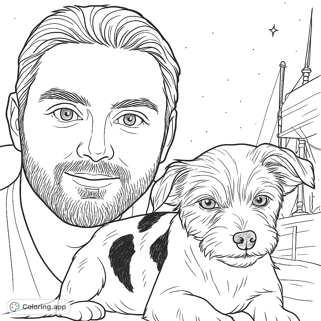 A heartwarming portrait of a man and his small, fluffy dog, perfect for animal lovers and those who cherish companionship.