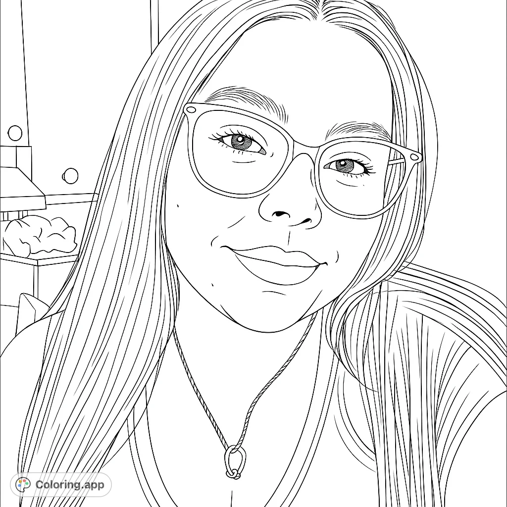 A friendly portrait of a person wearing stylish glasses and a unique necklace, perfect for personalizing with your favorite shades.