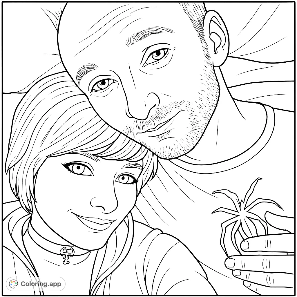 An intimate portrait of a couple, perfect for personal expression. Capture their connection with your unique color choices.