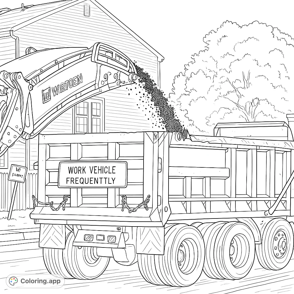 Explore a detailed construction scene with heavy machinery transferring material into a large dump truck, perfect for aspiring builders.
