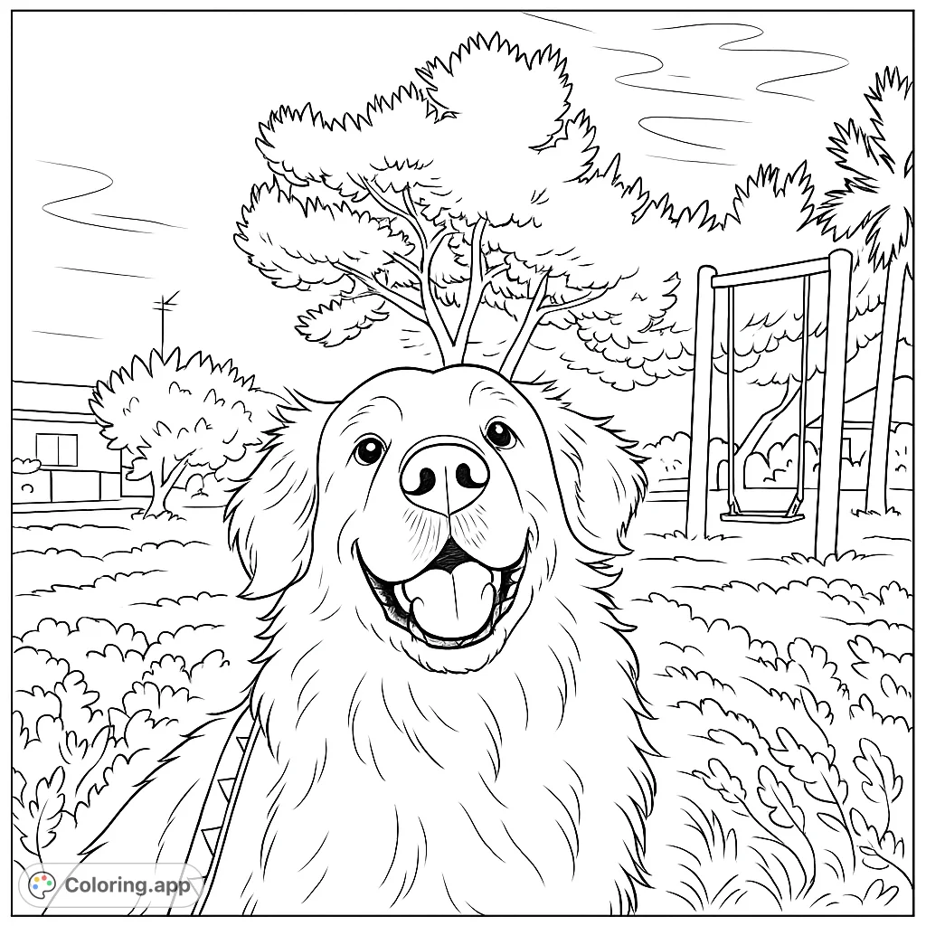 Capture the joy of a Golden Retriever in a realistic, minimalist coloring page. Perfect for dog lovers to bring this happy canine to life with your favorite shades.