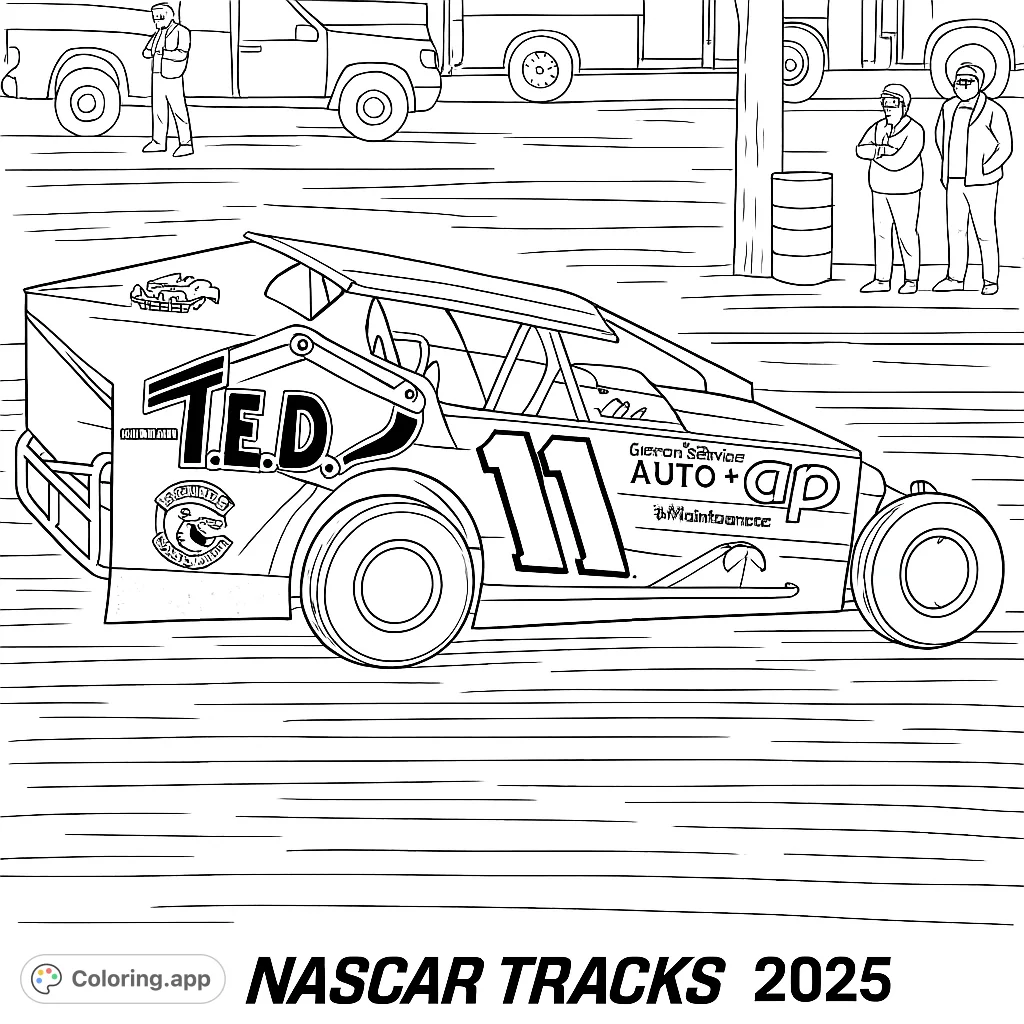 Experience the thrill of the race with this detailed open-wheel race car coloring page, perfect for vehicle enthusiasts of all ages.