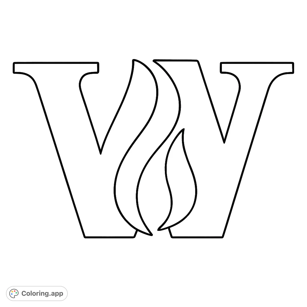 A bold 'W' letter with a dynamic flame design, perfect for personalizing. A unique symbol for creative expression.