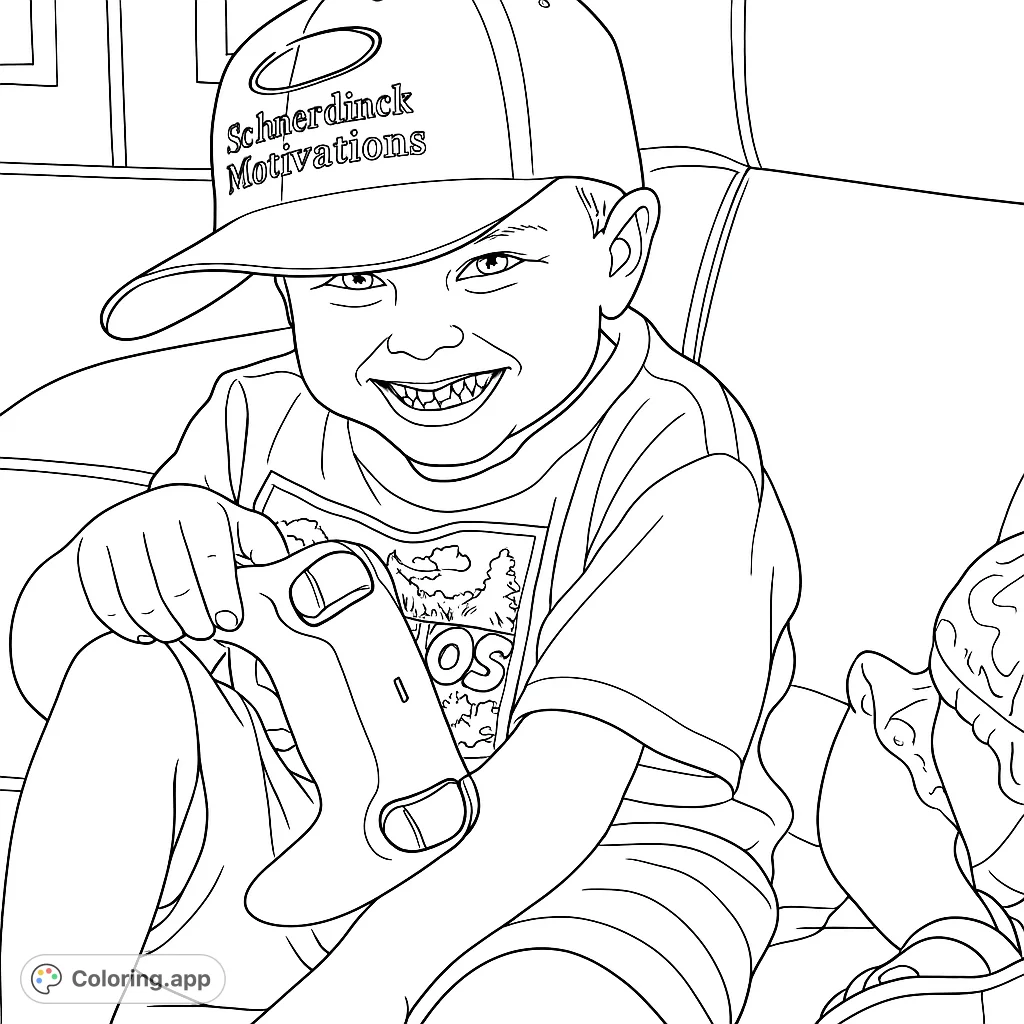A cheerful boy with a cap and controller, ready for gaming fun. Perfect for young gamers and enthusiasts.