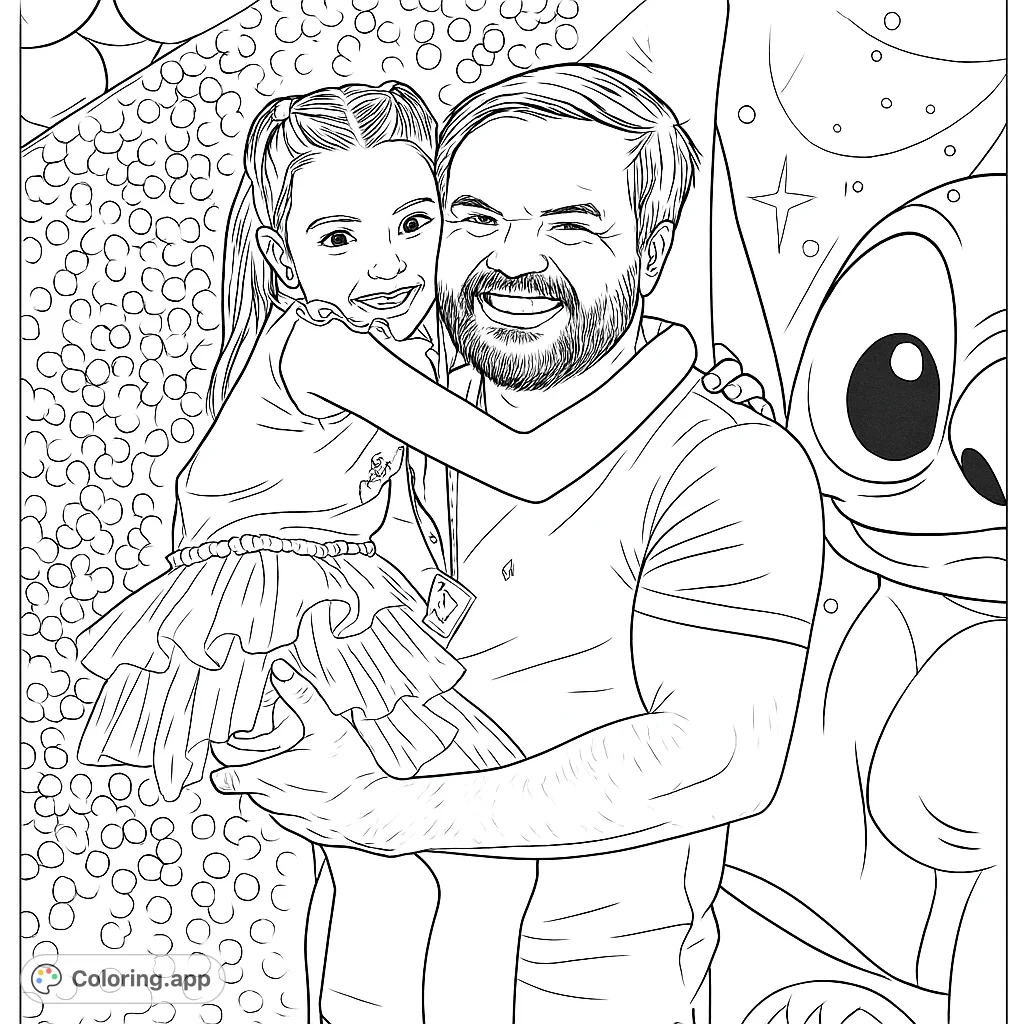 Capture a heartwarming moment of a father and daughter embracing amidst a festive background. Perfect for celebrating family bonds and special occasions.