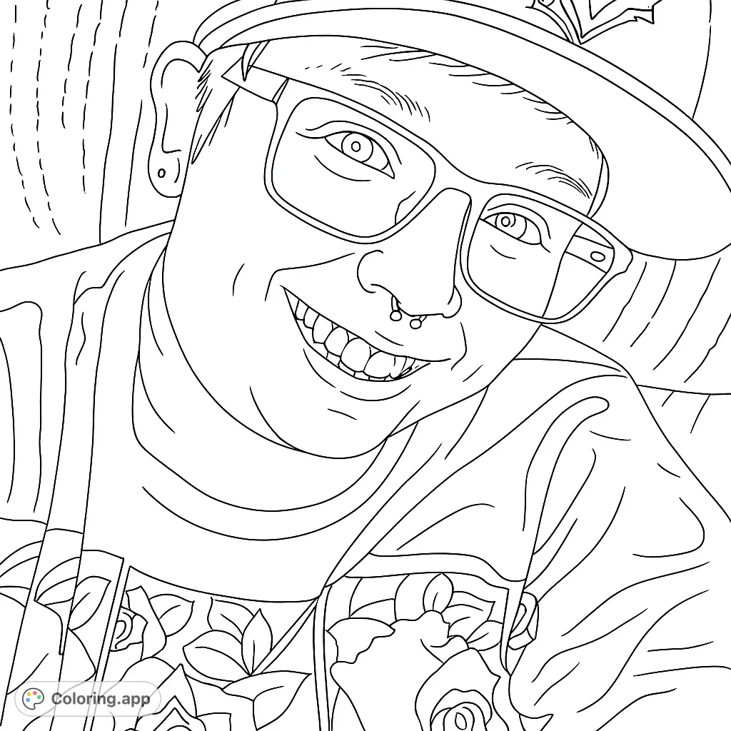 Capture a moment of joy with this smiling portrait. Features a person in glasses and a cap, perfect for personalizing with your favorite hues.