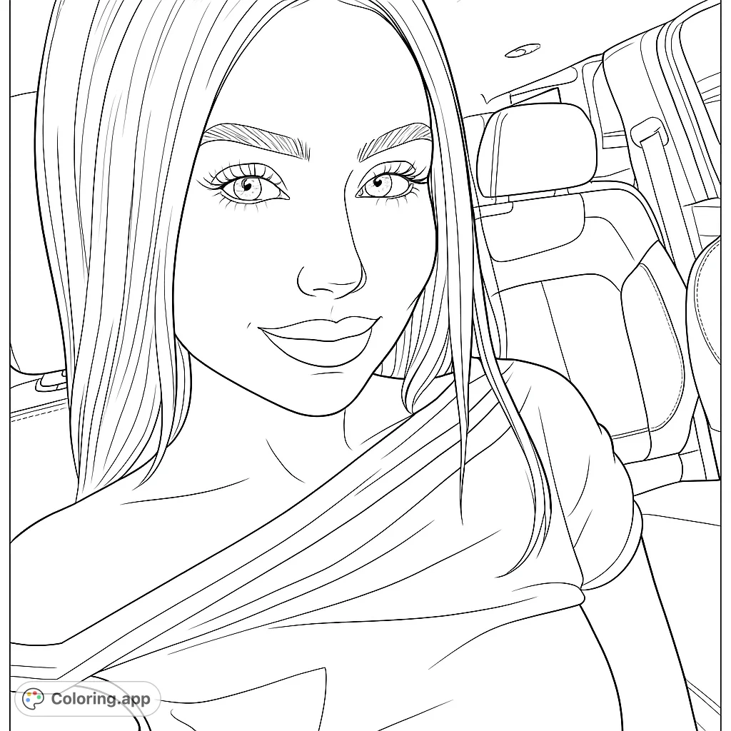 A stylish woman's portrait, perfect for fashion enthusiasts and those who enjoy detailed facial features and elegant attire.