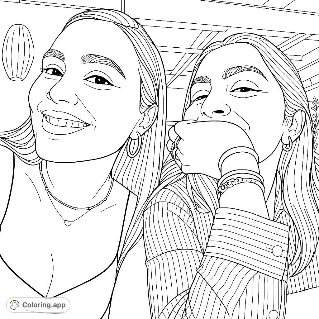 Capture the joy of friendship with this portrait of two smiling women. Perfect for personalizing expressions, clothing, and accessories.