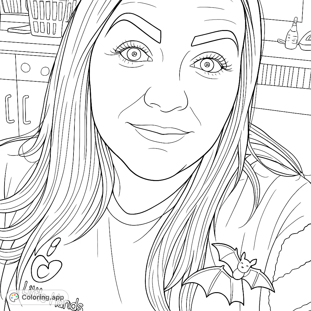 An expressive portrait of a woman with unique hair and a gentle smile, perfect for personalizing with your favorite shades and textures.