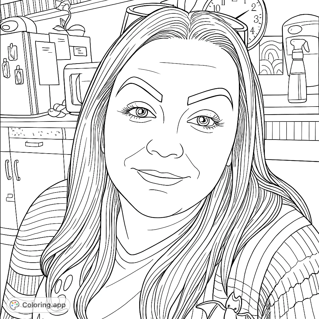 A contemporary portrait featuring a woman with unique hair accents and a striped cardigan, perfect for creative expression.