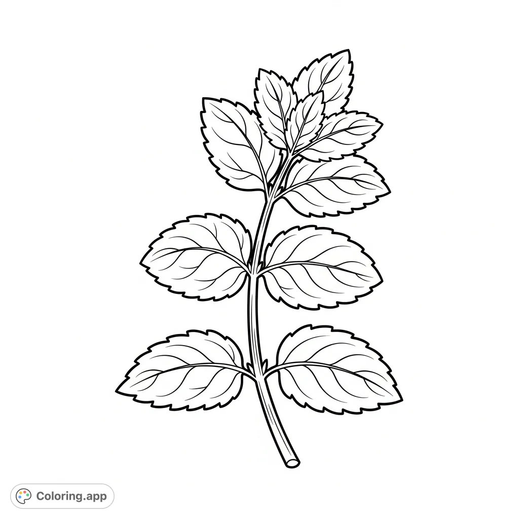 Delicate Mint Sprig - Coloring.app
