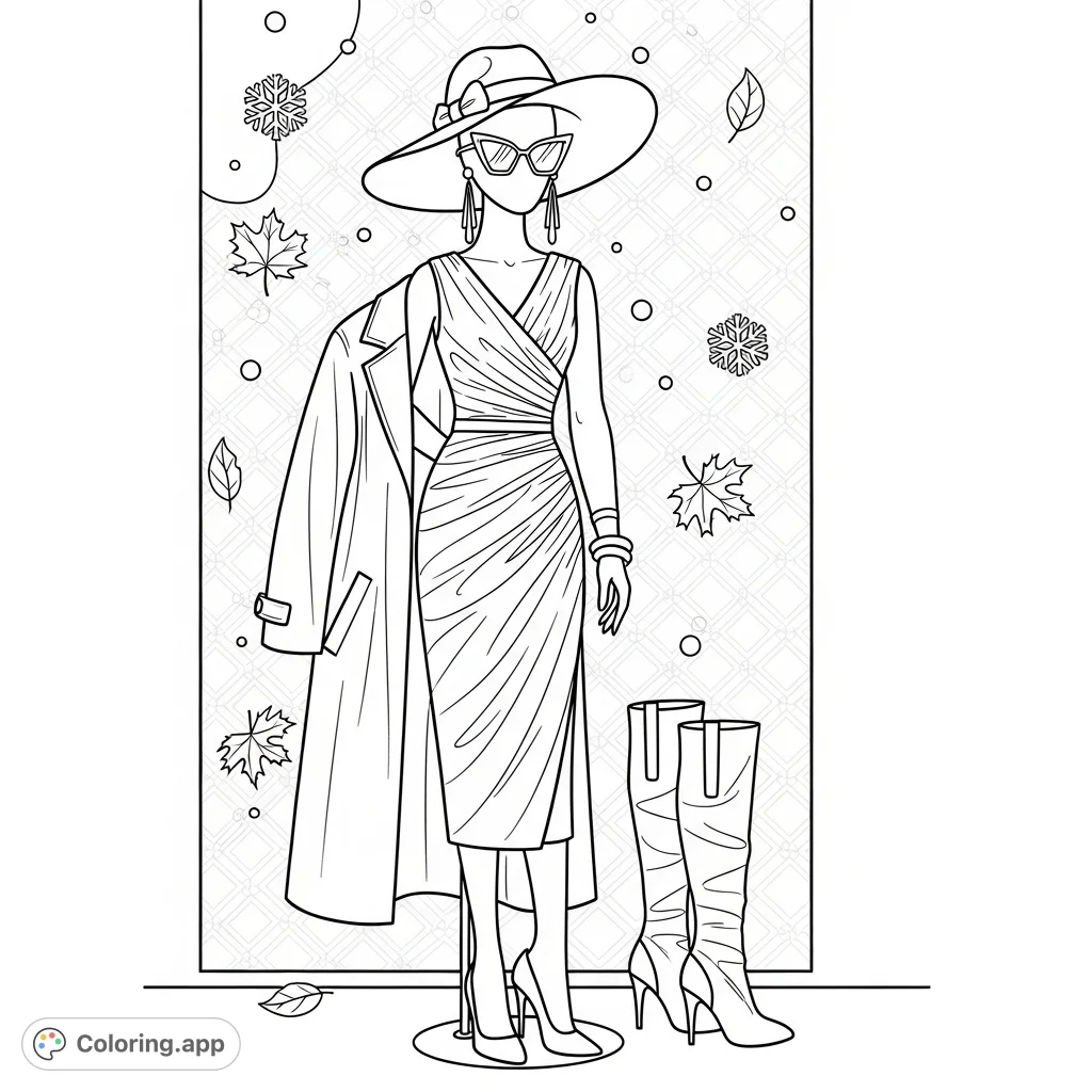 An elegant mannequin showcases a sophisticated midi dress, wide-brimmed hat, sunglasses, and accessories in a luxury boutique window, perfect for fashion enthusiasts.