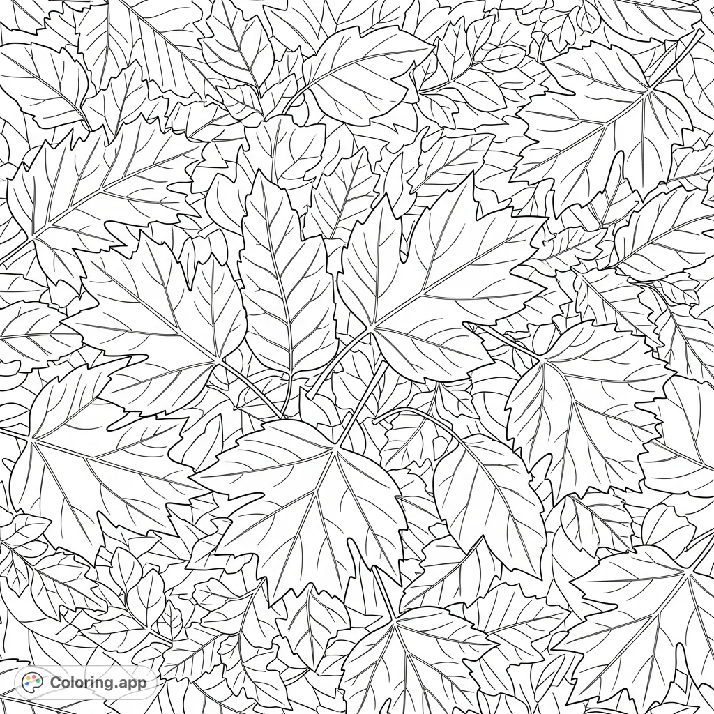 Layered Deciduous Leaves - Coloring.app